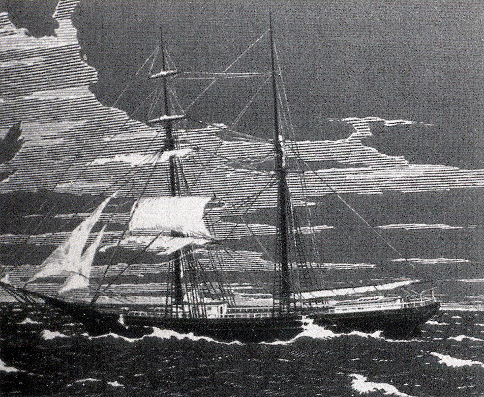 Un'incisione mostra la Mary Celeste al momento del ritrovamento